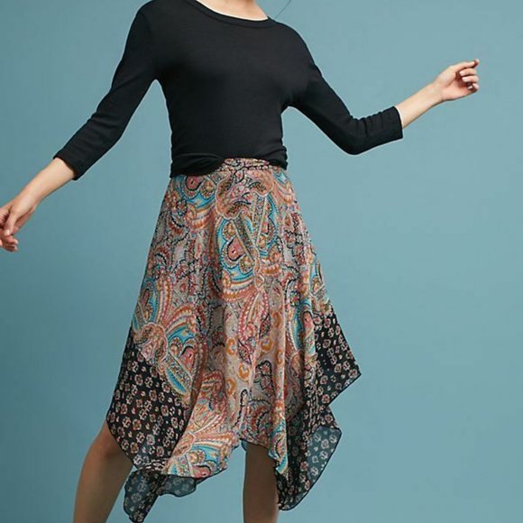 Anthropologie Jazmin Paisley Skirt Floral Size 0